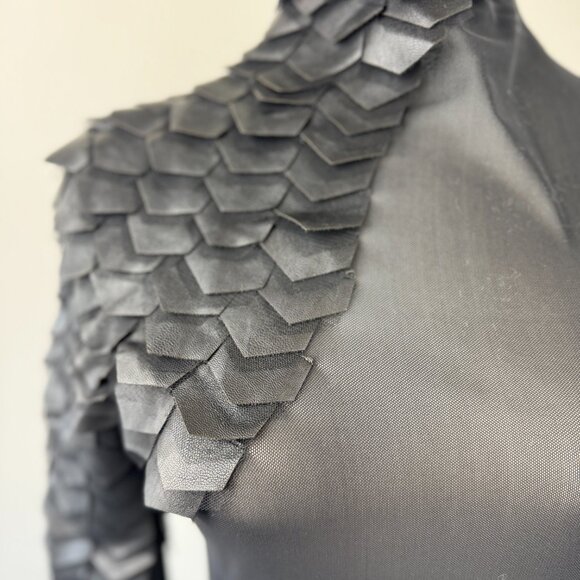 Gracia Sheer Black Top with Faux Leather Scales - Picture 10 of 10